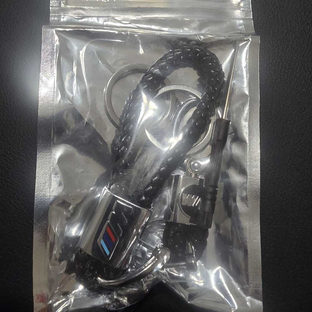 BMW Serie M Black and Silver Braided Keychain